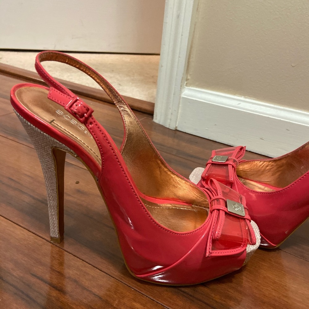 Coral patent BCBG pumps